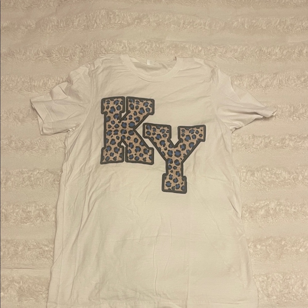 White Women’s Shirt with Leopard KY Print